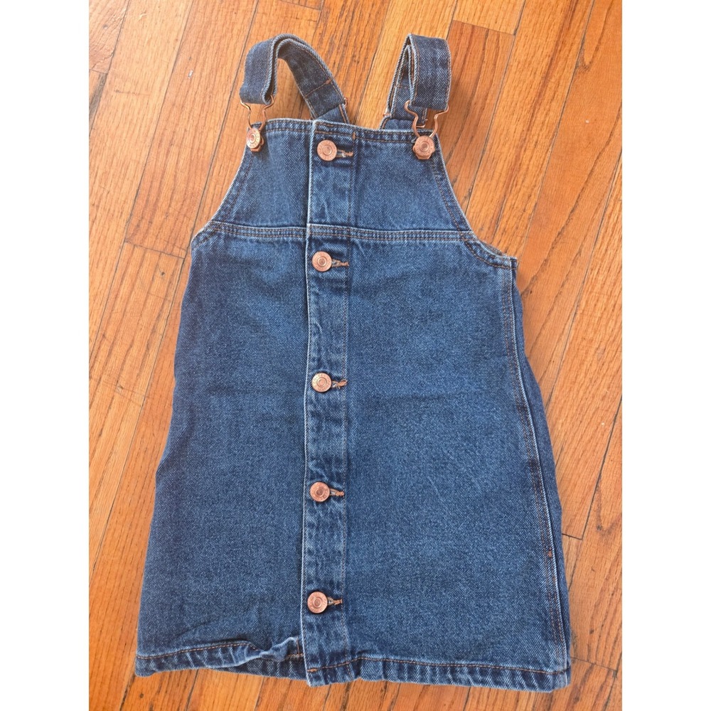 Denim Co Kids Blue‎ Denim Pinafore Overall Dress Button Front Size 7-8 Yrs 128cm